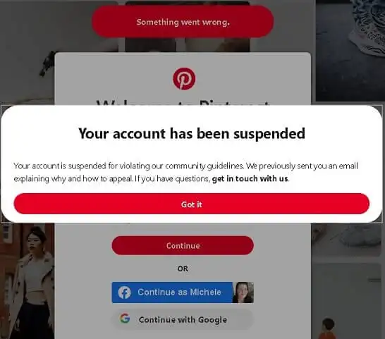 Pinterest Account Suspension